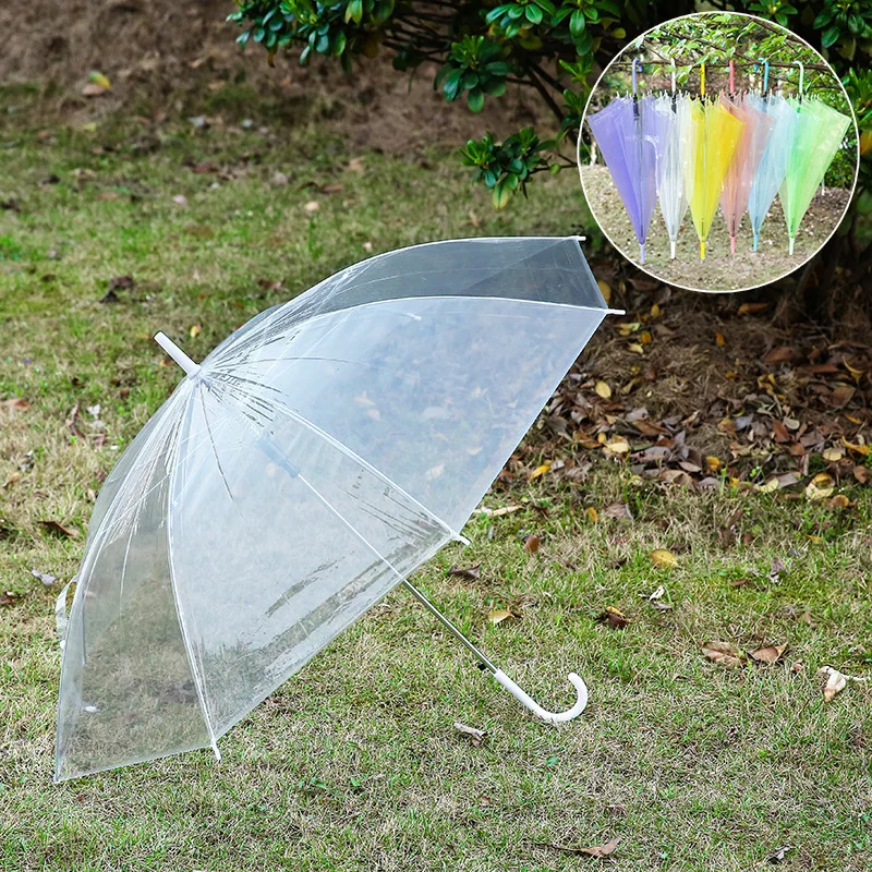 Golf Umbrella Large - 1個入り 8本骨 頑丈な透明PVCロングハンドル傘 カラフルでおしゃれな男女兼用 雨よけ天候対策 ​