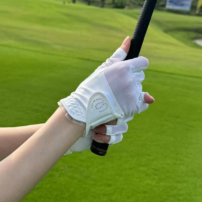 Golf Gloves - オープンフィンガーウィメンズゴルフグローブ、滑り止めと耐摩耗性、レースフリル付き通気性日焼け止めゴルフミトン、左手と右手用