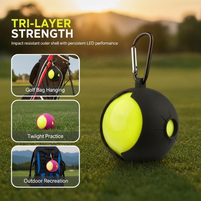 Golf Bag - パークゴルフボール用シリコンスリーブ、カラビナクリップ付きの携帯用ゴルフボール収納バッグ、ゴルフスポーツアクセサリー