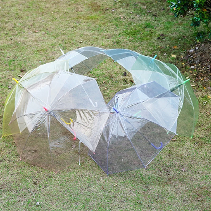 1個入り 8本骨 頑丈な透明PVCロングハンドル傘 カラフル - Golf Umbrella Large のレビューと価格