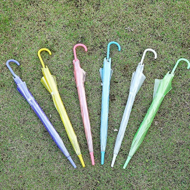 1個入り 8本骨 頑丈な透明PVCロングハンドル傘 カラフル - Golf Umbrella Large のレビューと価格