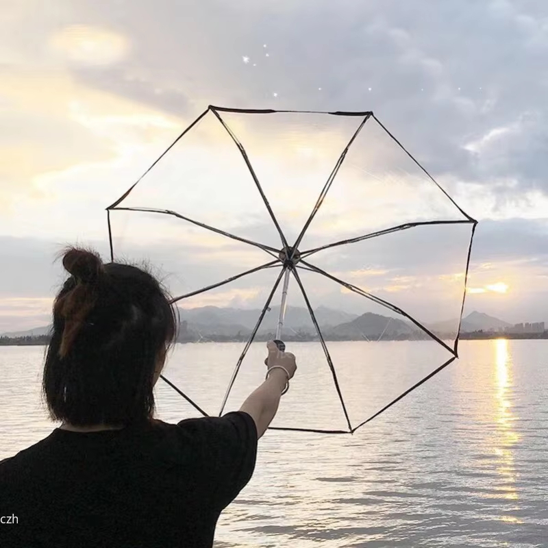 1pc-韓国透明傘折りたたみ自動開閉傘森三つ折り学生用晴雨兼 - Golf Umbrella Large のレビューと価格